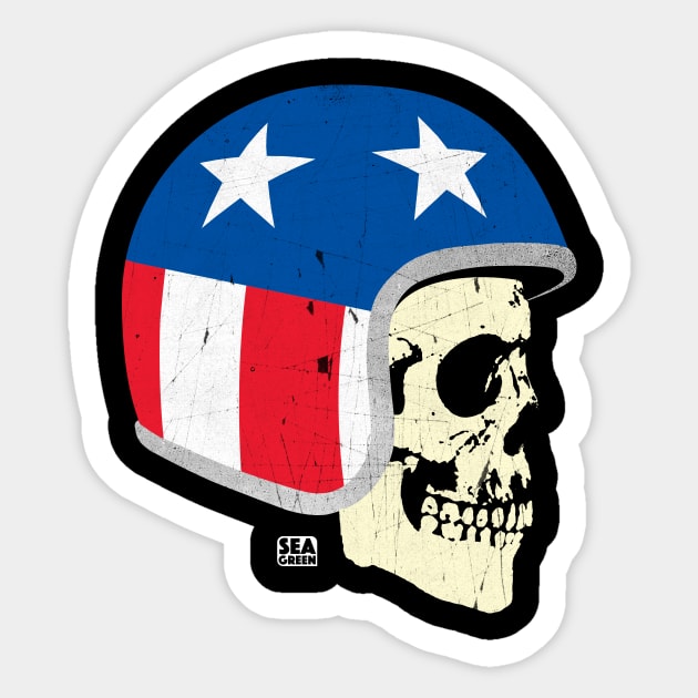 Cafe Racer Skull Biker Sticker by SeaGreen